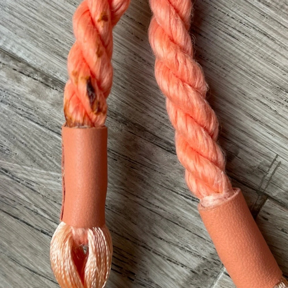 SHUTZ Crochet Knit Sandals Rope Ankle Tie 2 Strap Foot Peach/Pink/Blue SZ 8